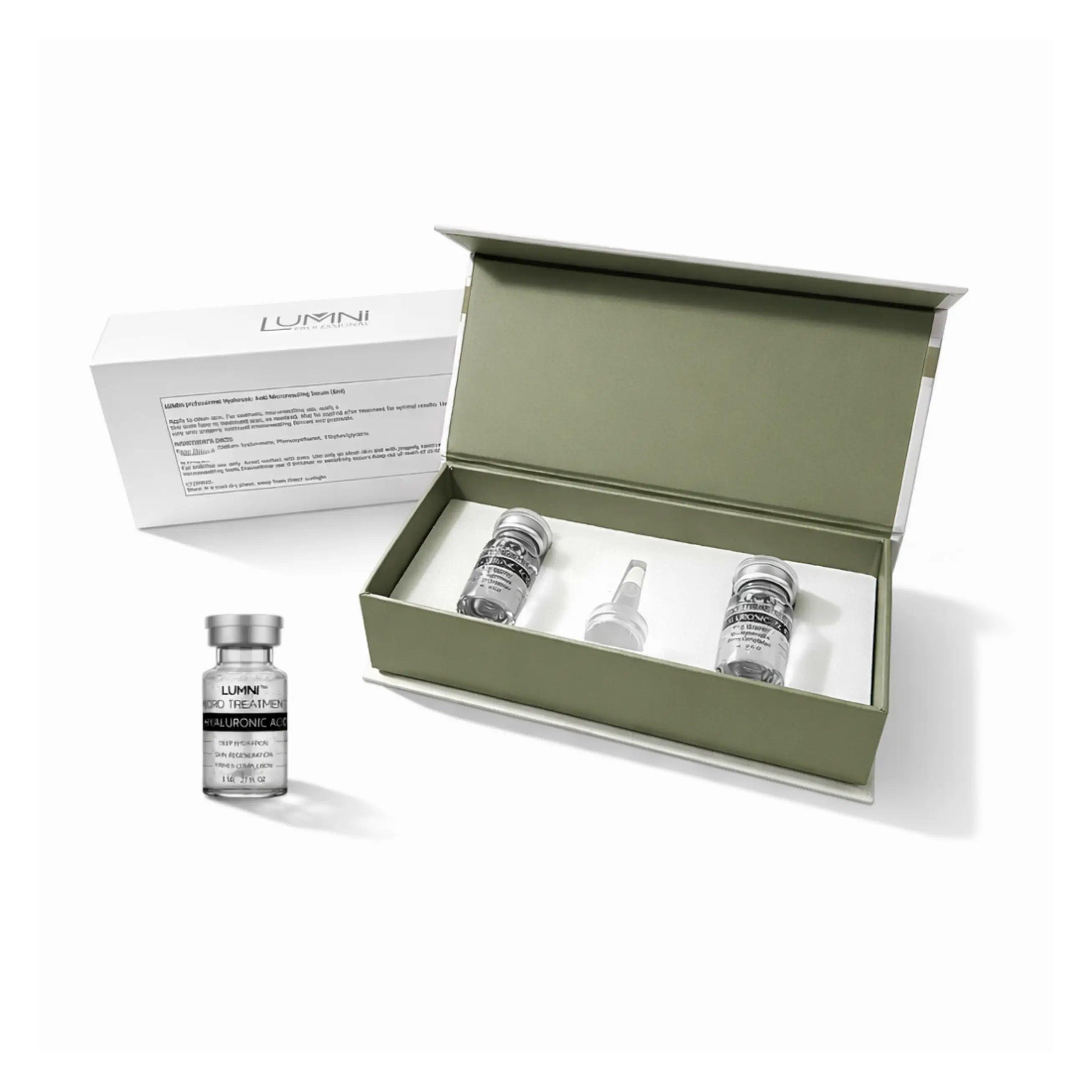 sterile vials with hyaluronic acid used for professional microneedling