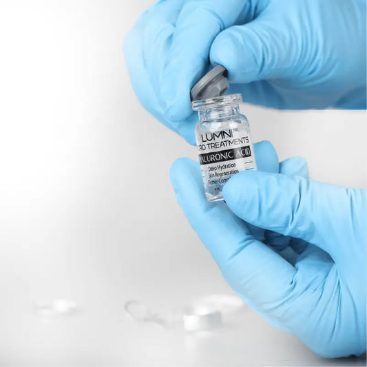 Sterile vial with professional hyaluronic acid serum for use with microneedling