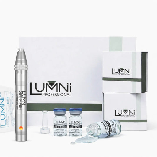 Lumni collagen microneedling system with professional microneedling pen and collagen serum for cosmetic microneedling use