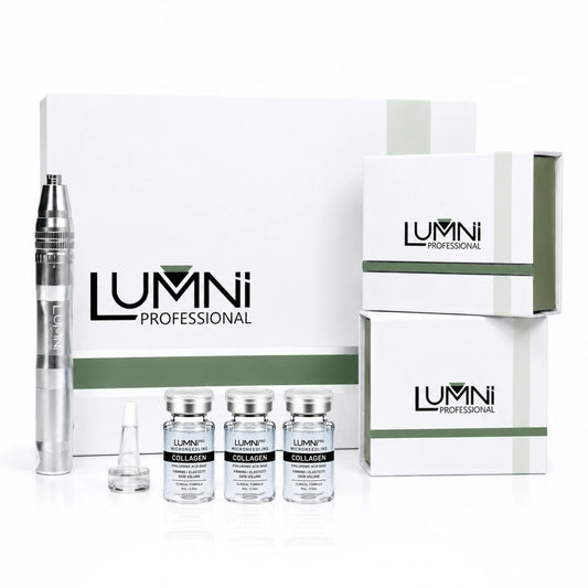 collagen microneedling system with professional microneedling pen and collagen serum for cosmetic microneedling use