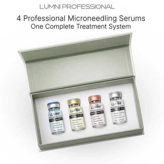 lumni professional microneedling serum system with collagen peptox triple peptide and hyaluronic acid